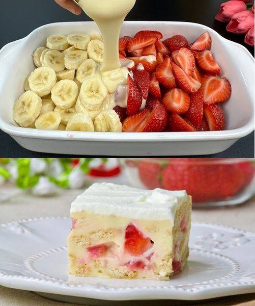 15 MINUTNI KOLAČ SA JAGODAMA KEKSIMA I BANANOM: U mojoj kući niko ništa ne jede osim ove torte, dnevno 5 ovakvih torti napravim!