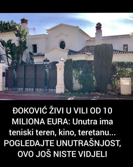 ĐOKOVIĆ ŽIVI U VILI OD 10 MILIONA EURA: Unutra ima teniski teren, kino, teretanu… POGLEDAJTE UNUTRAŠNJOST, OVO JOŠ NISTE VIDJELI