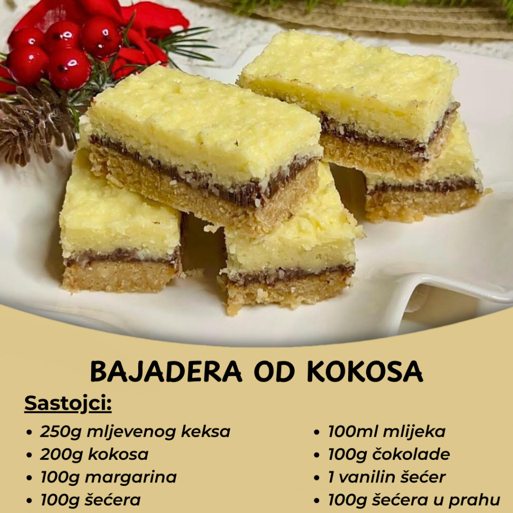 Bajadera od kokosa – Bez pečenja, a obožavaćete je