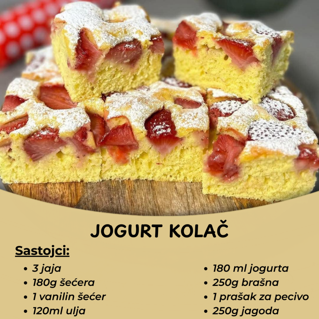 Sočan kolač s jogurtom i svježim jagodama – Pravo ljetno osvježenje