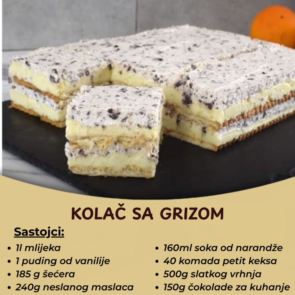 Kolač sa grizom – Savršen i kremast, bez pečenja, a nisu potrebna ni jaja