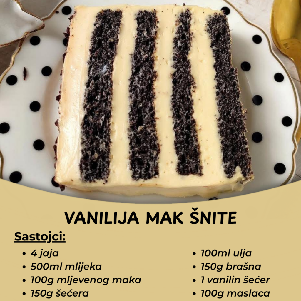 Vanilija mak šnite – Kolač koji osvaja na prvi zalogaj