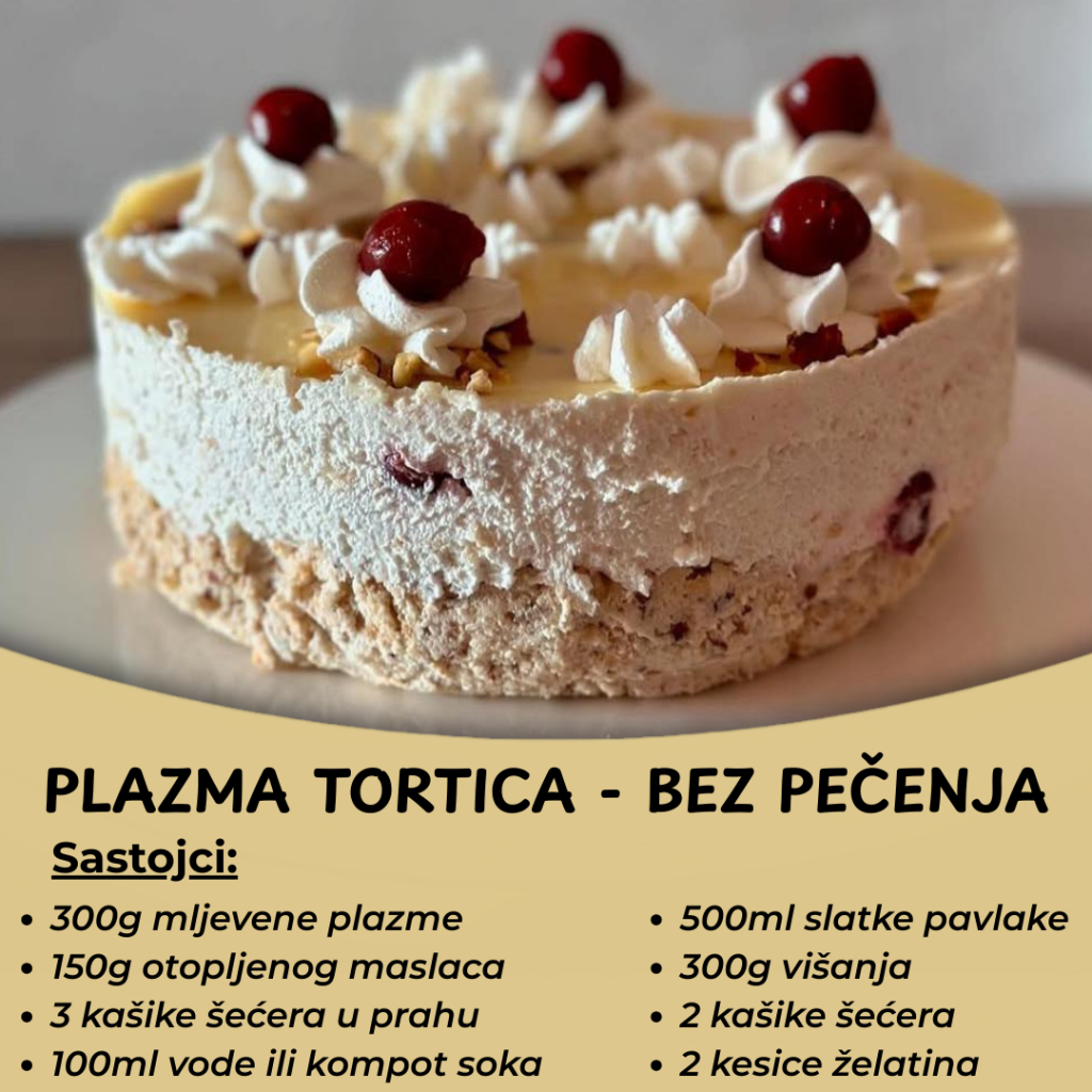 Sočna plazma tortica s višnjama – Bez pečenja, a spremna vrlo brzo
