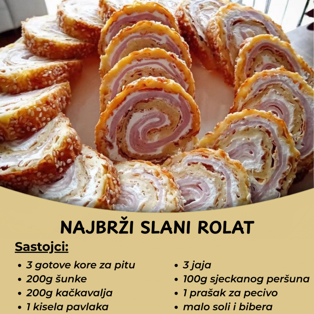 Najbrži slani rolat – Gotove kore, savršen fil, nestaje odmah!